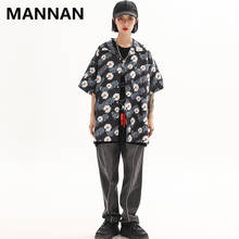 2020 Hip Hop Shirt Streetwear Mens Chrysanthemum printing Harajuku Summer Beach Shirt Hawaii Thin Short Sleeve black Loose Black 2024 - buy cheap