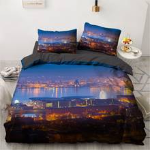 3D City Design Duvet Cover Sets Black Bed Linen Comforter Case Quilt Cover and Pillowcase Cityscapes Bedding Set King Twin Size 2024 - buy cheap