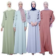 Ramadan Muslim Women Abaya Ruffles Long Sleeve Maxi Dress Robes Jilbab Zipper Cocktail Gown Loose Islamic Clothing Middle East 2024 - buy cheap