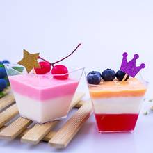 High quality 100ml transparent dessert cake decor cups party birthday favor square disposable pudding ice cream jelly cup 2024 - buy cheap