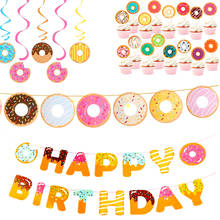 Donut Party  Grow Up Cake Decor Garland Paper Banner Hanging Decoration Baby Shower Happy Birthday Party Supplies for Kids xx142 2024 - buy cheap