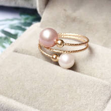 Anillos de perlas naturales rellenos de oro de 14K para Mujer, anillo de nudillos barrocos, joyería minimalista hecha a mano para Mujer 2024 - compra barato