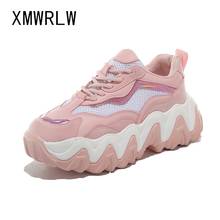 Xmwrlw couro casual sapatos femininos 2020 primavera verão malha respirável sapatos de plataforma plana não-deslizamento calçados femininos 2024 - compre barato