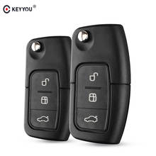 Keyyou 10 pçs 3 botões flip dobrável escudo da chave do carro remoto fob capa para ford focus fiesta c-max s-max ka mondeo galaxy 2024 - compre barato