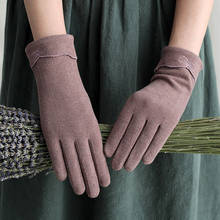Guantes de algodón de una sola capa para mujer, manoplas bordadas simples, a prueba de viento, para pantalla táctil, para invierno 2024 - compra barato