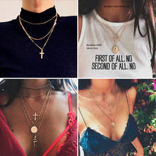 2020 Fashion Gold Color Crystal Cross Necklaces Pendants Bohemian Double Layered Necklace Catholic Religious Christian Jewelry 2024 - buy cheap