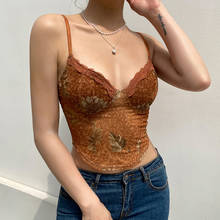 26 Style Floral Mesh Cyber Y2k Crop Tops Women Harajuku Brown Tops Sexy 90s Aesthetics Vintage Cropped Indie Clothes Streetwear 2024 - buy cheap