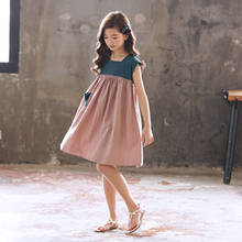 2020 новое платье принцессы для малышей Детские платья для девочек, детское летнее платье Элегантное хлопковое платье для малышей лоскутное Плиссированное #5600 2024 - купить недорого