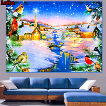 5D Diamond Embroidery Winter Snow Cottage DIY full Square round drill diamond Cross stitch Rhinestones Mosaic decora puzzle 2024 - buy cheap