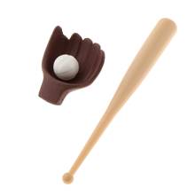 Mini Baseball Bat Glove & Ball Toy,Miniature Bathroom Ornaments Dollhouse 1:12 Scale House Model Decor Supplies 2024 - buy cheap
