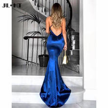 In Stock Wholesale Pirce Evening Dresses Long Prom Gown Spaghetti Straps V-Neck Prom Dress Silk Satin Mermaid Evening Gowns 2024 - buy cheap