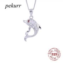 Pekurr 925 Sterling Silver Crystal Dolphin Fish Necklaces For Women Zircon Cute Dolphin Pendants Collar Fashion Jewelry Gifts 2024 - buy cheap