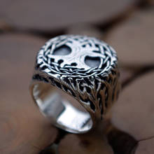 Серебряное кольцо-печатка из нержавеющей стали «Древо жизни», мужские кольца-Амулеты, ювелирные изделия, подарок 2024 - купить недорого