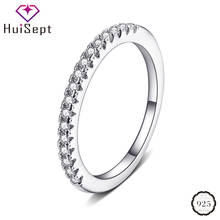 HuiSept-anillos de plata 925 para mujer, joyería con forma redonda de circonita, adornos de piedras preciosas, anillo de compromiso de boda, fiesta, venta al por mayor 2024 - compra barato