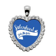 Clear enamel mirror metal ZETA PHI BETA sisterhood heart-shaped sticker charm sorority society symbol jewelry crystal pendant 2024 - buy cheap