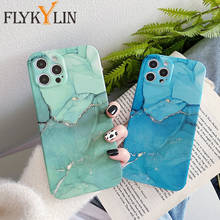 FLYKYLIN-funda de mármol brillante para iPhone, carcasa protectora de lujo para cámara, para modelos 12, 11 Pro Max, X, XR, XS Max, 12 Mini, 7, 8 Plus 2024 - compra barato