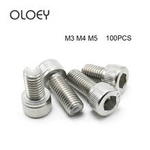 100pcs  M3 M4 M5 304 A2-70 Stainless Steel DIN912 Hexagon Hex Socket Cap Allen Head Bolt Screw Length 4-50mm 2024 - buy cheap