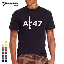 Ak47 arma de desenho animado camiseta moda 16 cores o pescoço camiseta de algodão kalashnikov ak 47 carta impressão masculina t camisa 0153-c 2024 - compre barato