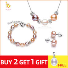 [NYMPH] Pearl Jewelry Set Real Fresh Water Pearl Necklace Bracelet Earrings Fine Jewelry Party For Women [set2002] 2024 - buy cheap