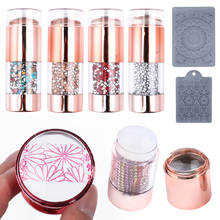 Champagne Rhinestone Nail Stamping Two Jelly Silicone Head Stamper Random Scraper Stamp Set Manicure Image Stencil Tools LY1836 2024 - buy cheap