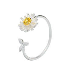 Moda lindo ajustable anillo abierto anillo de las mujeres la pequeña Daisy flor anillo plateado 2021 nueva Simple mujer elegante regalo de la joyería 2024 - compra barato