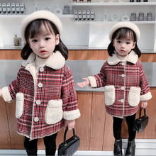 New Clothes For Baby Girl Winter Autumn Fashion Red Plaid Kids Jackets Children Woolen Coat Thick Coats Girls Christmas Gifts 2024 - buy cheap