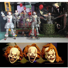In Stock 7inch NECA Action Figure Pennywise Joker Head glow FigureToy Doll Horror Halloween Gift 18cm 2024 - buy cheap
