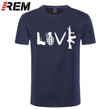 Rem, camiseta amor com armas, homem, arma de mão daguete ar15, ak47, novidade, padrão, camiseta, 100% algodão, tops, rua 2024 - compre barato