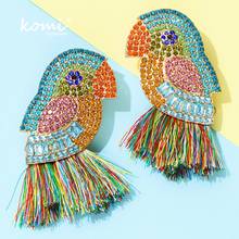 KOMi New Bohemian Tassel Rhinestone Crystals Animal Bird Drop Dangle Earrings For Women Wedding Party Ear Jewelry Gift C10507 2024 - buy cheap