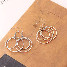 Pendientes de metal con doble capa para mujer, aretes circulares, simples, a la moda, nueva 2024 - compra barato