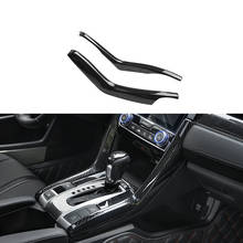 Cubierta de tira de moldura de cambio de marchas, cubierta Interior de fibra de carbono ABS para Honda Civic 10th Gen Sedan LHD, 2016, 2017, 2018, 2019 2024 - compra barato