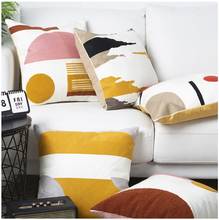 Yellow Abstract Handmade Geometric Embroidery Pillow Cover Home Decor Cushion Cover sofa PillowCase Pillow Sham 45x45cm 2024 - buy cheap