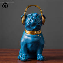 Modern Simple Bulldog Art Sculpture Room Decor Earphone Dog Statue Creative Resin Craft Office Home Decorations Figurine R6792 2024 - buy cheap