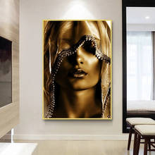 The Woman Under Turban Golden Canvas Painting Gold Posters and Prints Luxury Style Wall Art Pictures for Living Room Decoration 2024 - buy cheap