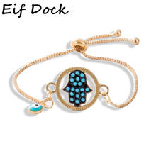 Eif Dock Gold Hamsa Fatima Hand Blue Evil Eye Bracelets for Women Adjustable Pearl Chain Bracelet Amulet Jewelry 2024 - buy cheap