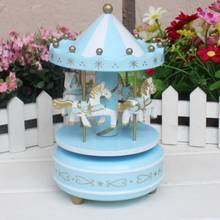 Wooden Cute Rotating Horse Carousel Style Lights Shine Music Box Projector for Home Valentine Day Birthday New Year Child Gifts 2024 - buy cheap