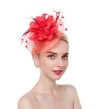 Korean Mesh Flower Feather Corsage Hair Clips Fascinator Hair Accessories Small Hat Hairpin Bridal Headdress 2024 - buy cheap