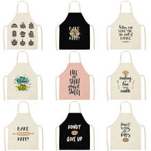 Letter Alphabet Kitchen Aprons for Women Cotton Linen Bibs Household Cleaning Pinafore Home Cooking Apron Man Kid Aprons 2024 - купить недорого