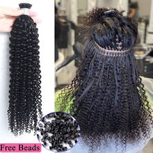Extensiones de cabello rizado 4A para mujeres negras, mechones de cabello humano virgen mongol, microenlaces de Punta I, Ever Beauty, 100% 2024 - compra barato