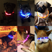 Светильник-ошейник для собак, кошек, USB Перезаряжаемый мигающий ночной ошейник, светящийся ошейник, светодиодный светильник, USB ошейник для собак, светящаяся вспышка 2024 - купить недорого