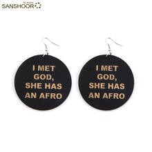 SANSHOOR African Carved 6cm Wood Drop Earrings I Met God She Has An AFRO Ethnic Halloween Jewelry For Women Blacks 1Pair 2024 - buy cheap