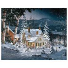 Winter House Full Diamond Embroidery Dogs 5D DIY Diamond Painting Cross Stitch Mosaic Pattern Home Decor Christmas Gift Posters 2024 - buy cheap