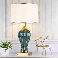 SAROK Ceramic Table Lamp for Bedside Green LED Desk Light Luxury Decoration Living Room Bedroom Library Study Office 2024 - buy cheap