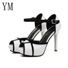 2020 Top 10CM Hollow Buckle Strap Peep Toe Women's Shoes Fight Color High Heels Dress Shoes With Platform Zapatos De Mujer 2024 - buy cheap