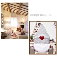 Chair Cover Christmas Gnome Love Heart Santa Pointed Hat Chair Cover Home Party Dining Decor Home Textile 2021 2024 - buy cheap