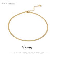 Yhpup Charm New Geometric Snake Chain Necklace Trendy Stainless Steel Jewelry Golden Metal Texture брелок Women Waterproof Gift 2024 - buy cheap