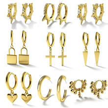Dvacaman Charm CZ Zircon Gold Earrings for Women 9 Style Geometric Small Hoop Earrings Set Huggie Jewelry Wedding Bijoux Brincos 2024 - buy cheap