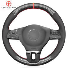 LQTENLEO Black Suede Carbon Fiber Hand-stitched Car Steering Wheel Cover for Volkswagen VW Tiguan Lavida Passat B7 Jetta Mk6 MK5 2024 - buy cheap