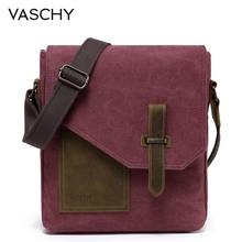 VASCHY Small Messenger Bag for Women Irregular Water Resistant Canvas Vintage Cowhide Leather  Shoulder Crossbody Bag Burgundy 2024 - buy cheap