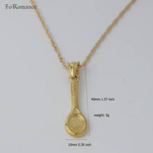 FoRomance YELLOW GOLD GP  18" WATER WAVE NECKLACE & TENNIS RACKET PENDANT HANGS 40 MM 1.57 INCH WIDTH 10 MM SPORT THEME 2024 - buy cheap